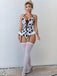 Ensemble de lingerie en peluche lacets et dos nu motifs vache années 1960