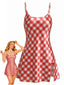 Nuisette en satin vichy fente laterale 1960s