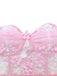 Ensemble Pyjama Florale Dentelle Épaules Dénudées Rose Années 1960 4