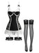 Ensemble lingerie de nuit noir en dentelle avec porte-jarretelles Années 1980 - 1