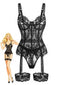 Ensemble de lingerie Teddy à fleurs dentelle et porte-jarretelles années 1970