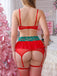 Ensemble lingerie rouge de Noël en dentelle avec porte-jarretelles Années 1950 - 2