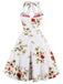 Robe Balançoire Année 50 Florale Rose à Licou 3