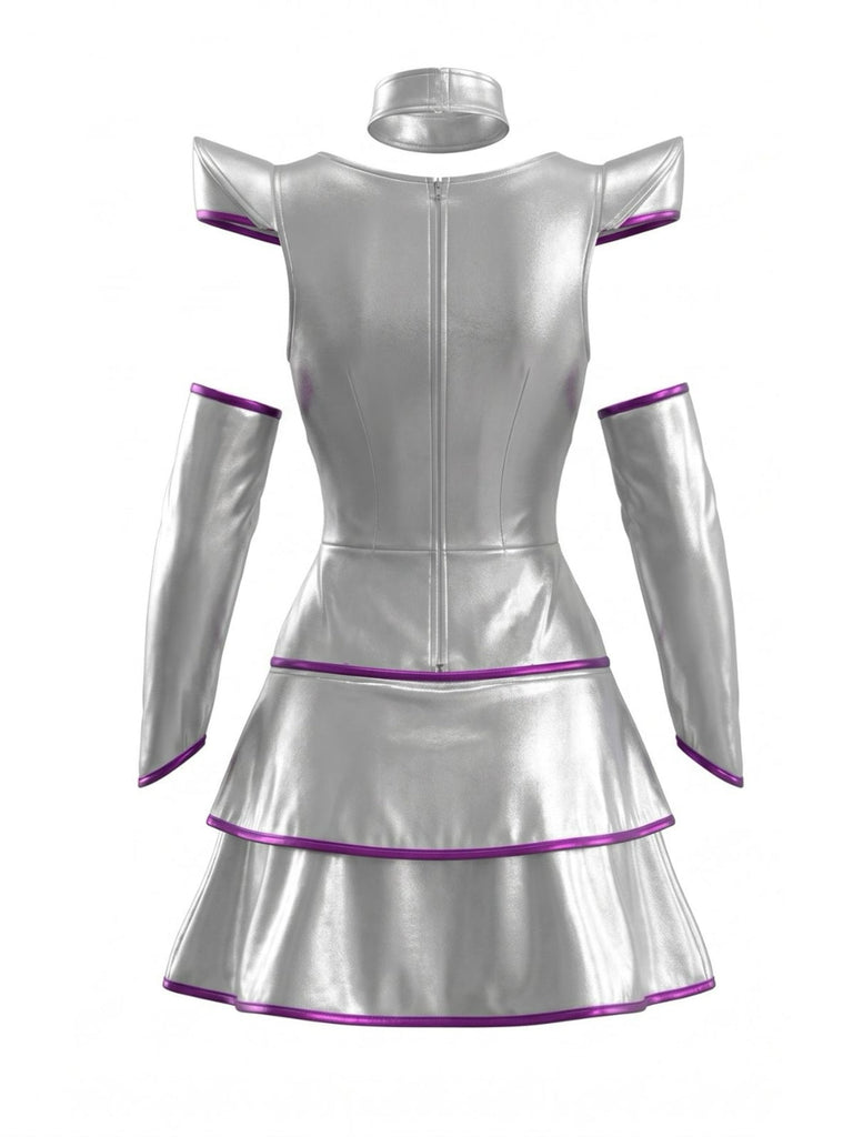 Robe Trapèze Dos Nu à Rayures Color Block avec Ceinture années '60 3