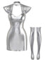 Ensemble costume métallique argenté Space Girl haut dos nu années 60