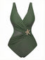 Maillot de bain une pièce gainant col V et motif étoile mer années 1950