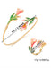 Ensemble Bracelet Manchette et Bague Floral Vintage