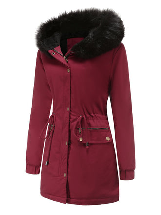 Manteau Années 50 Garnie de Fourrure Synthétique à Boucle