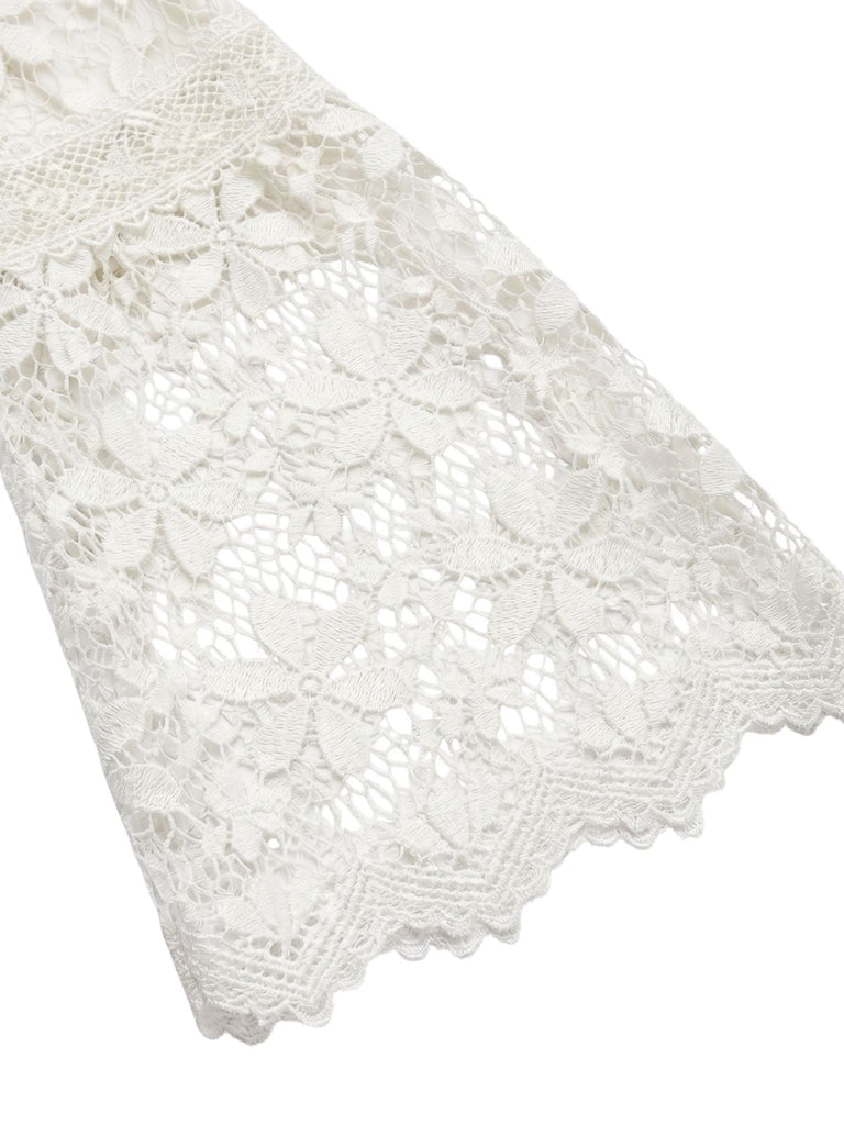 Robe Longue Évasée en Dentelle Dos Nu Unie années '30 3