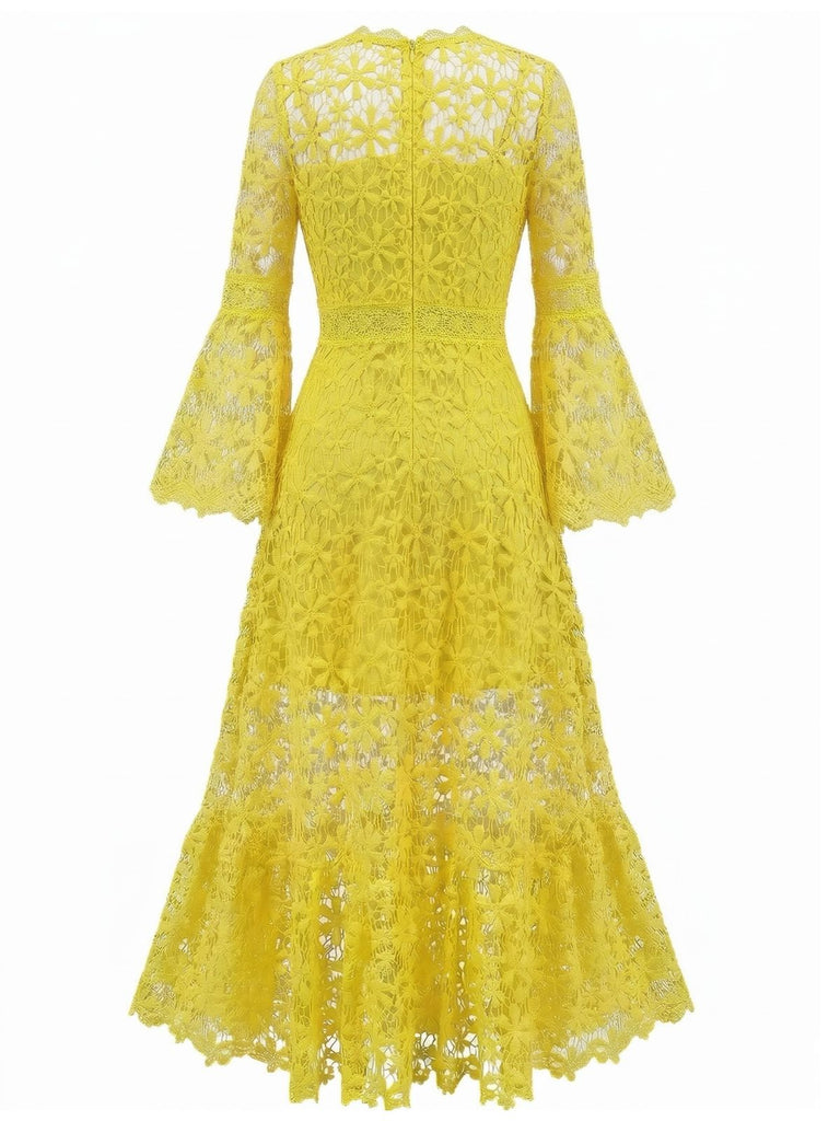 Robe Longue Évasée en Dentelle Dos Nu Unie années '30 7