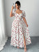 [Grande Taille] Robe Longue à Fente Imprimé Cerises Blanche Années 1940