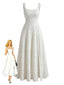 Robe Midi À Points Fendue Blanche Années 1930