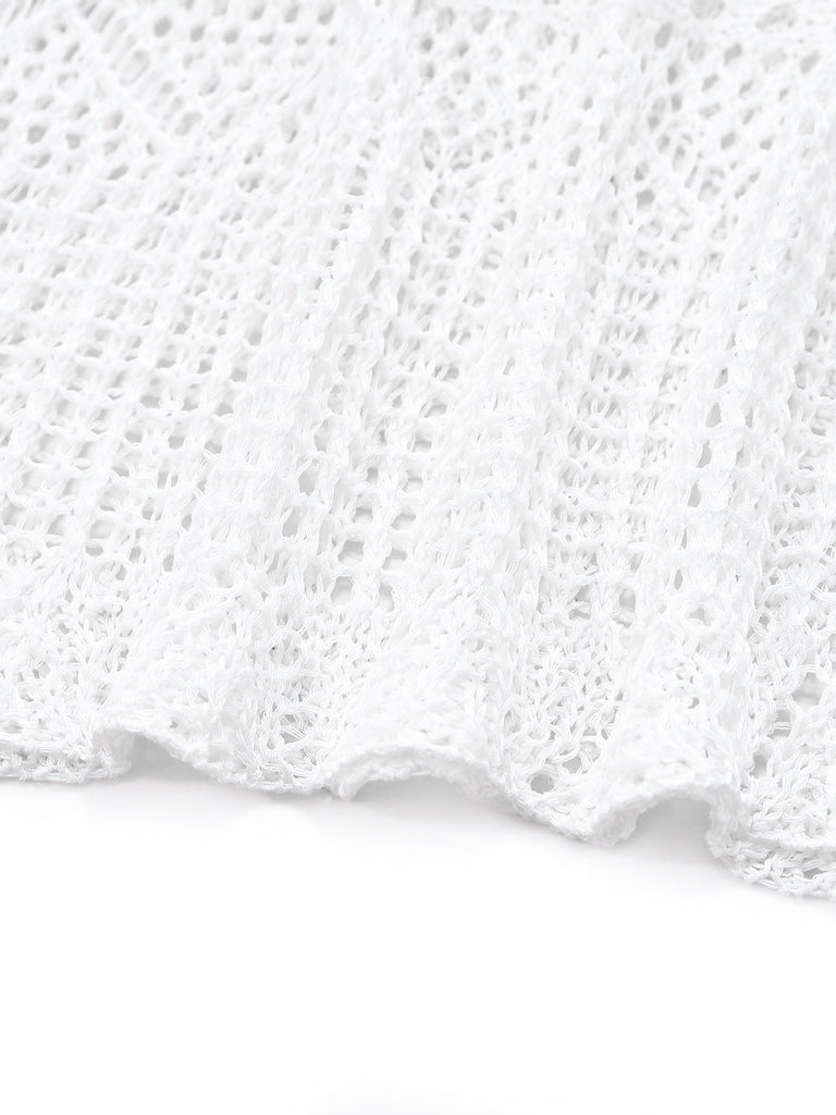 Ajouré U-Neck Side Slit Cache-Maillot Années 1980 5