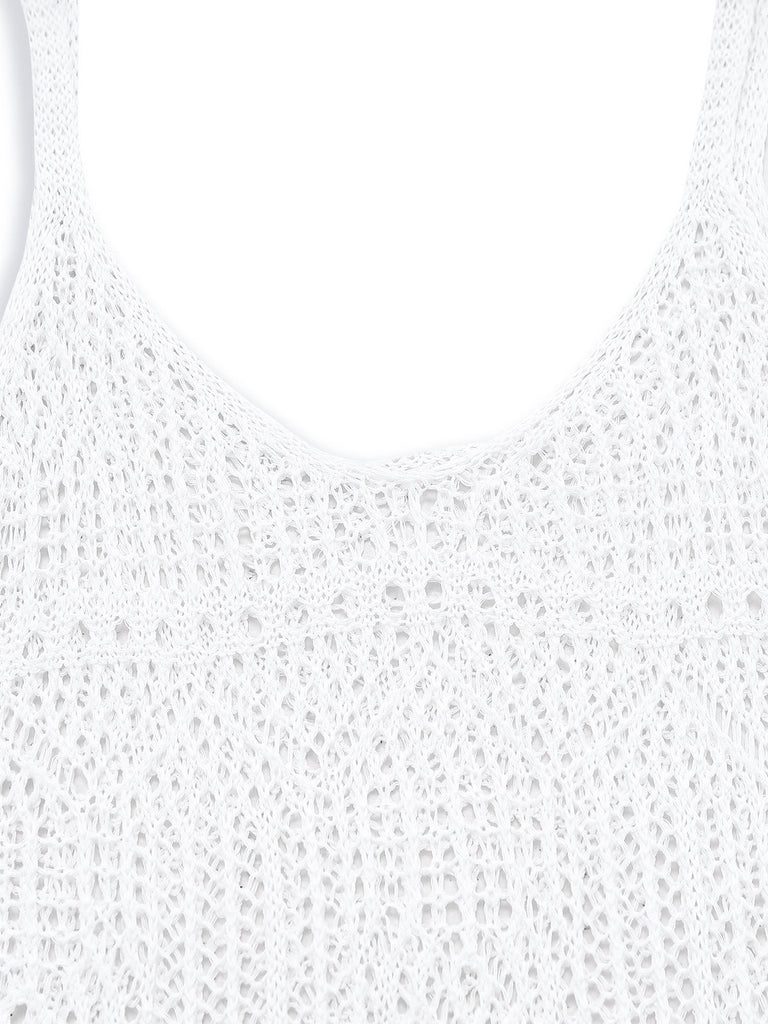Ajouré U-Neck Side Slit Cache-Maillot Années 1980 3