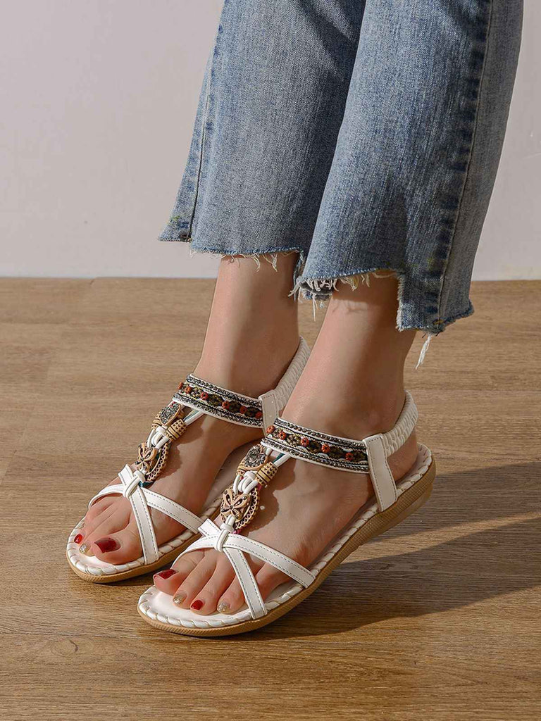 Bohème Papillon Cœur Perlé Strass Plat Sandales 4