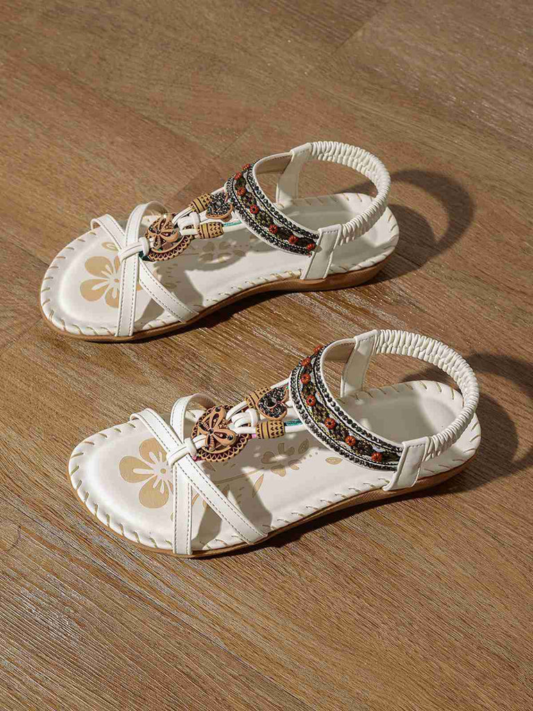 Bohème Papillon Cœur Perlé Strass Plat Sandales 3