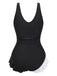 White ruffle one-piece swimsuit back view showing elegant design details for poolside wear