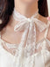 Foulard Dentelle Brodé Nœud Blanc 6