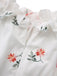 White 1930s Floral Ruffled Off-Shoulder Puff Dress neck back view