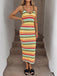 Bohème Rayée Tricot Dos Ouvert Moulante Robe Multicolore Années 1970 3