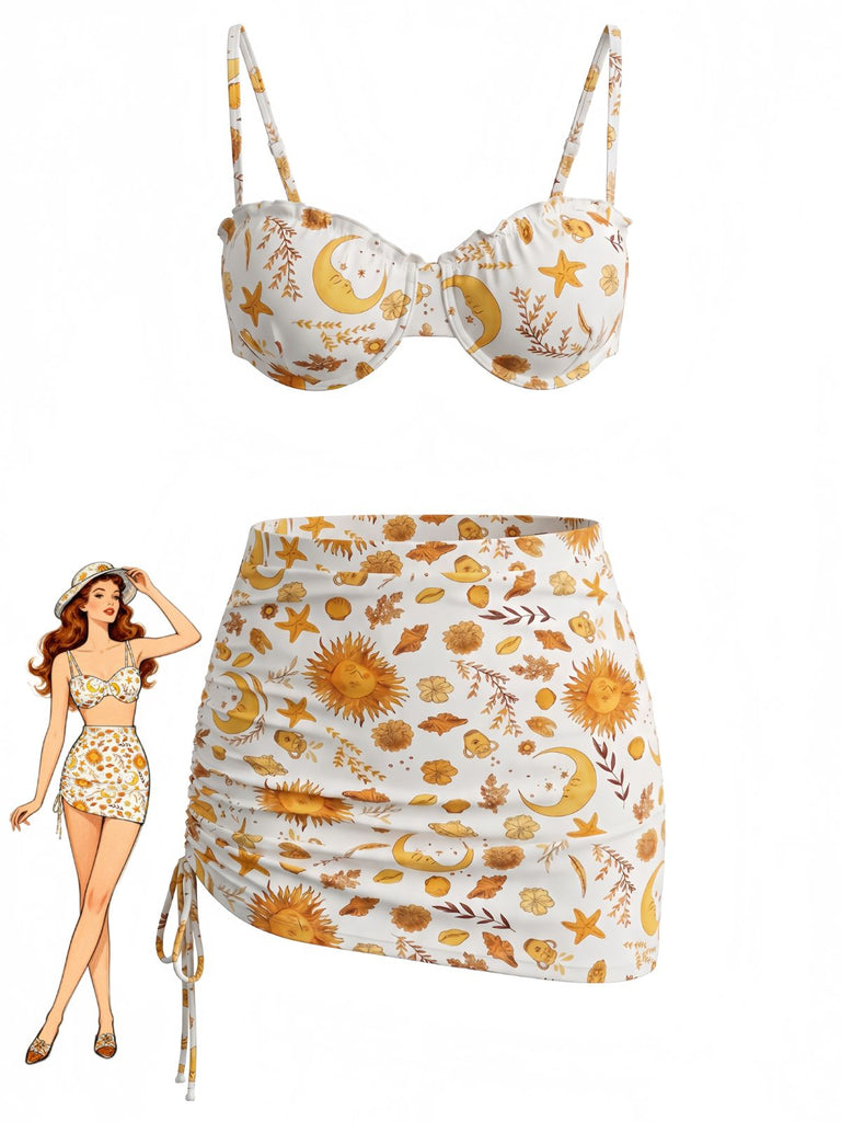 Ensemble Bikini Floral Tropical Dos Nu Croisé années '40