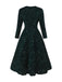 Robe longue à sequins vert foncé manches longues années 40