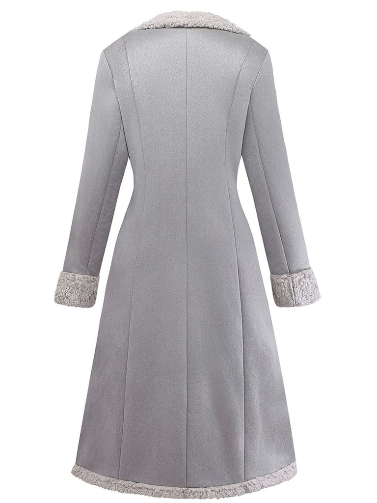 Manteau mi-long en suédine col revers uni des années 1930