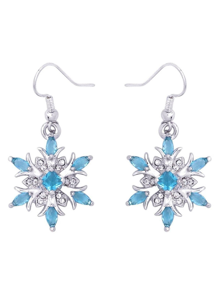 Boucles d'oreilles pendantes flocon de neige en cristal bleu