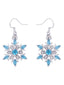Boucles d'oreilles pendantes flocon de neige en cristal bleu