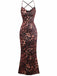 Robe à bretelles spaghetti dos nu à imprimé léopard années 1930