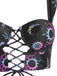 Ensemble bikini à lacets noir imprimé univers Tarot années 1980