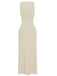 Robe tricotée unie sans manches simple boutonnage années 1960