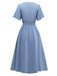Robe manches volants froncée fendue col V uni des années 1940