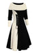 Robe à lacets et à épaules dénudées colorblock des années 1940
