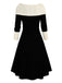 Robe à lacets et à épaules dénudées colorblock des années 1940