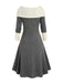 Robe à lacets et à épaules dénudées colorblock des années 1940