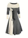 Robe à lacets et à épaules dénudées colorblock des années 1940
