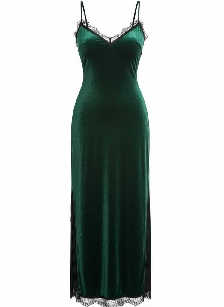 Nuisette en velours et dentelle des années 1960