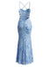 Bretelles Fines 3D Floral Maxi Robe Sirène Années 1930 2