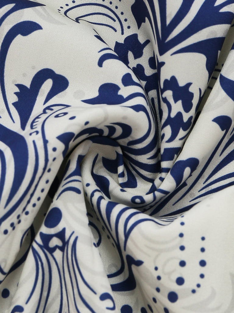 Bleu Baroque Smocké Bretelles Combishort Années 1970 6