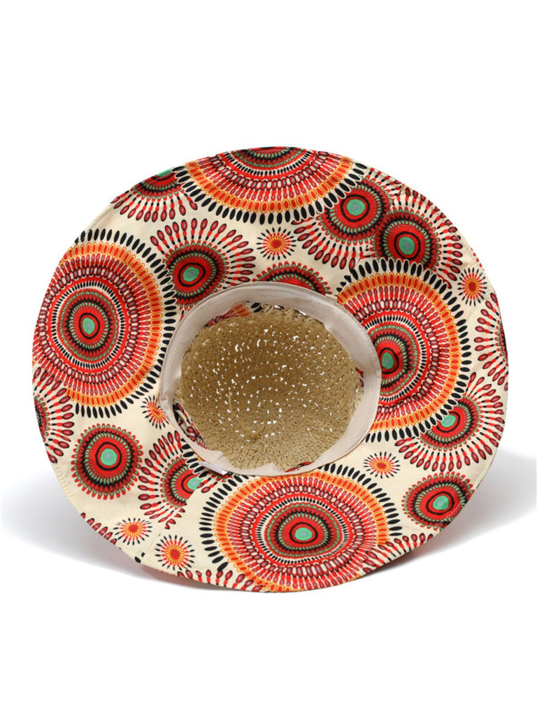 Bohème Mandala Imprimé Crochet Paille Nœud Chapeau de Soleil 3