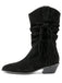 Bottes western noires mi-mollet en velours à brides tressées - 4