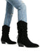 Bottes western noires mi-mollet en velours à brides tressées - 5