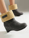 Bottines Compensées en Suédine à Revers en Fausse Peau Lainée - 8