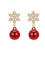 Boucles d’oreilles pendantes forme boule Noël flocon neige strass