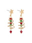 Boucles d’oreilles pendantes ornées strass colorés forme d’étoile et sapin Noël