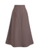 Marron Taille Haute Bouton Plissé Jupe Années 1980 2