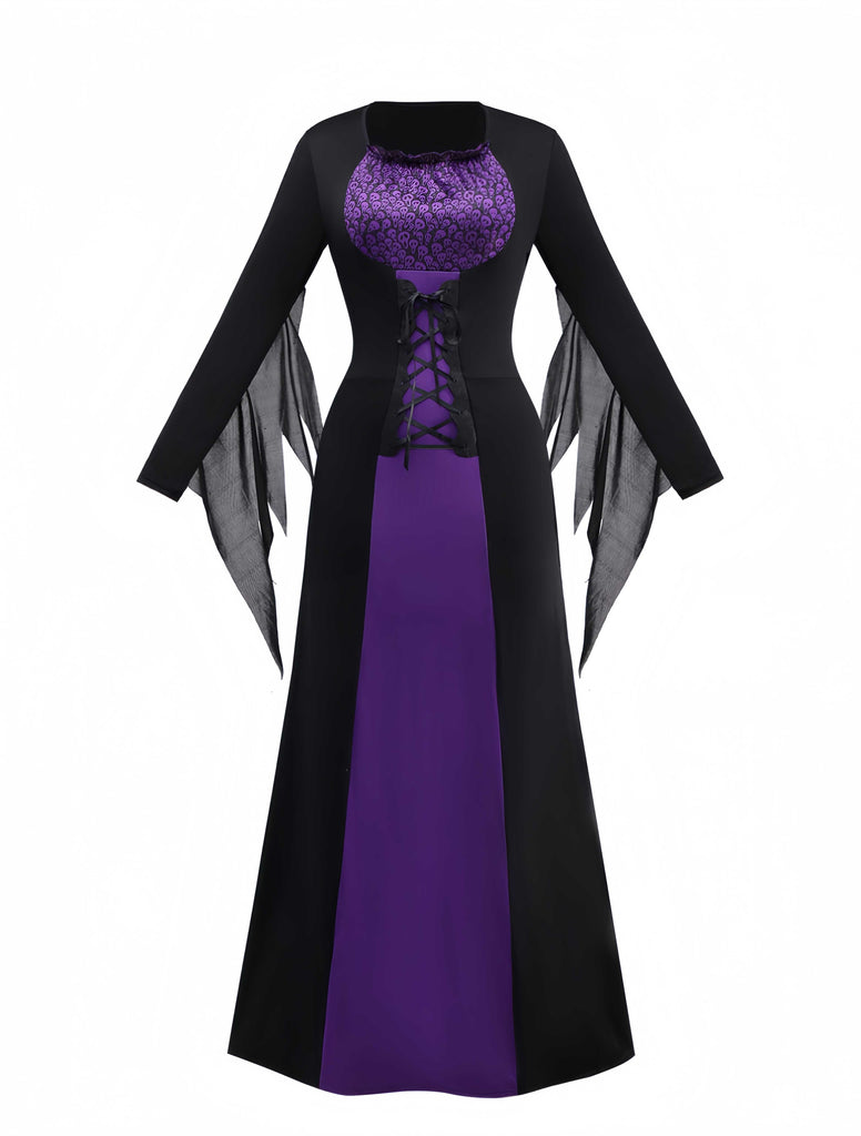 Ensemble de robe de sorcière gothique à lacets des années 1970