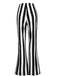 Pantalon évasé noire et blanche à rayures verticales années 1970