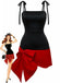 Robe noire à col carré et nœud papillon rouge années 60